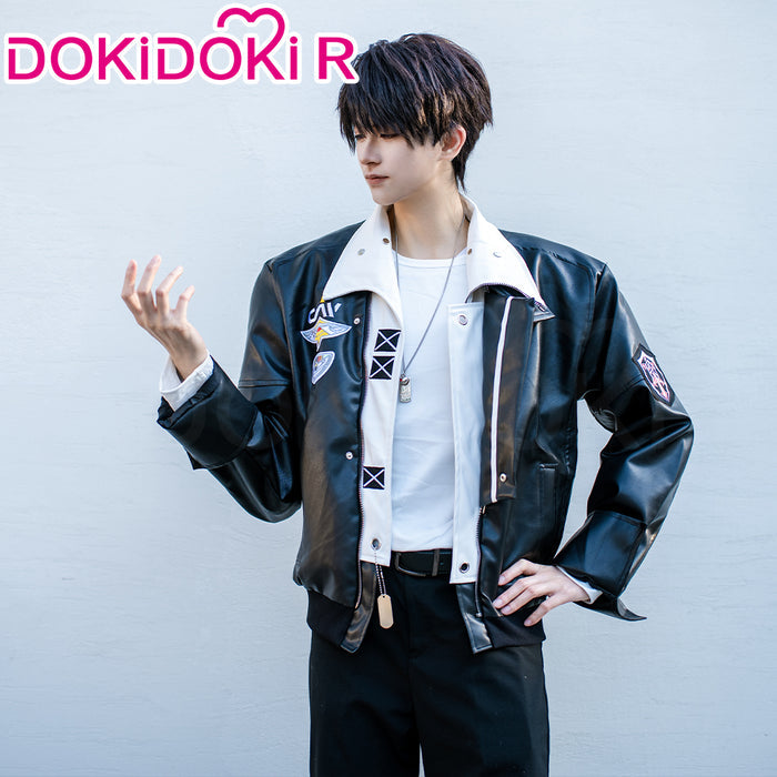 【Partially Ready For Ship】【Size S-2XL】DokiDoki-R Game Love and Deepspace Cosplay Caleb Costume Black Leather Jacket DAA Standard Uniform Aerospace