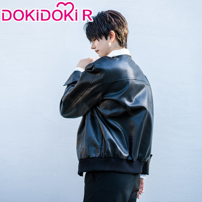【Partially Ready For Ship】【Size S-2XL】DokiDoki-R Game Love and Deepspace Cosplay Caleb Costume Black Leather Jacket DAA Standard Uniform Aerospace
