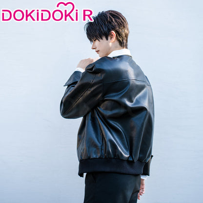 【Partially Ready For Ship】【Size S-2XL】DokiDoki-R Game Love and Deepspace Cosplay Caleb Costume Black Leather Jacket DAA Standard Uniform Aerospace