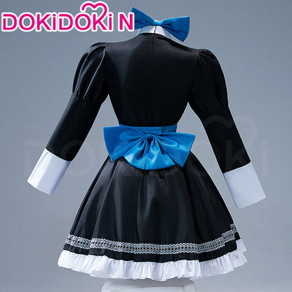 【Partially Ready For Ship】【Size S-3XL】DokiDoki-N Anime Cosplay Costume Black White Dress  Blue Bow