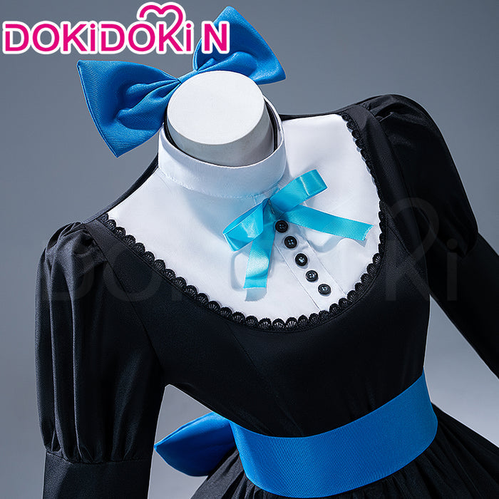 【Partially Ready For Ship】【Size S-3XL】DokiDoki-N Anime Cosplay Costume Black White Dress  Blue Bow