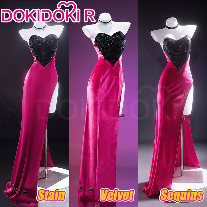 【Partially Ready For Ship】【Size XS-3XL】DokiDoki-R Anime Cosplay Costume Purplish-Red Black Heart Dress Satin / Sequins Strapless Formal Dress Gown