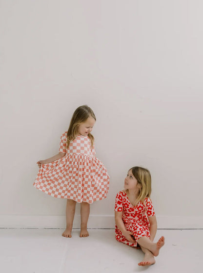 Pink Bamboo Checkerboard Dress