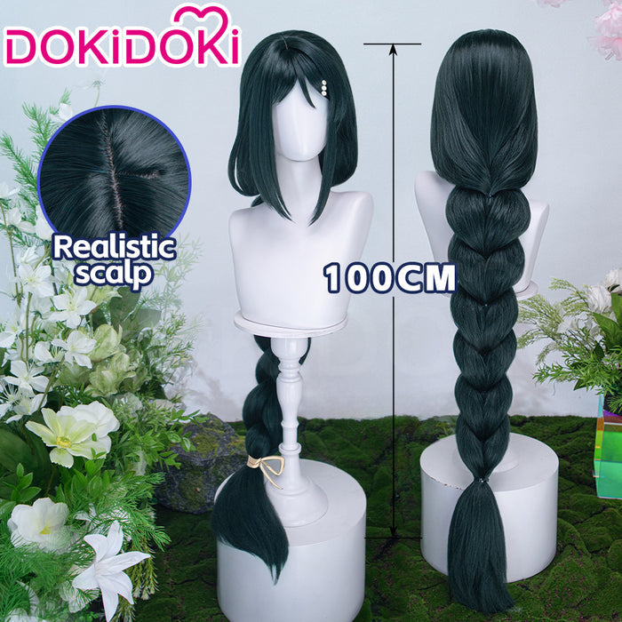 【Ready For Ship】【100CM】【Pre Crimped】DokiDoki Anime Agents of the Four Seasons: Dance of Spring Cosplay Ayame Hazakura Wig Long Dark Green Hair
