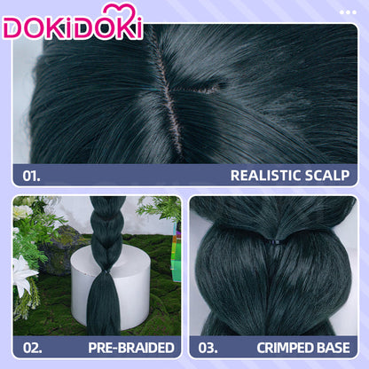 【Ready For Ship】【100CM】【Pre Crimped】DokiDoki Anime Agents of the Four Seasons: Dance of Spring Cosplay Ayame Hazakura Wig Long Dark Green Hair