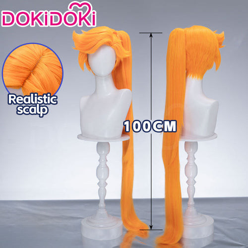 【Ready For Ship】DokiDoki Anime Cosplay Magical Transformation Wig Long Curly Orange Hair Side Ponytail