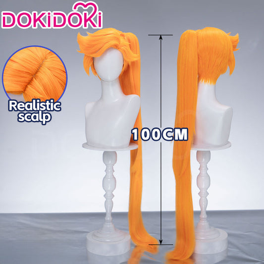 【Ready For Ship】DokiDoki Anime Cosplay Magical Transformation Wig Long Curly Orange Hair Side Ponytail