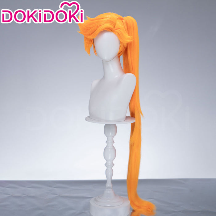 【Ready For Ship】DokiDoki Anime Cosplay Magical Transformation Wig Long Curly Orange Hair Side Ponytail