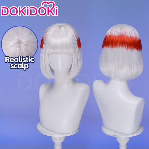【Ready For Ship】DokiDoki Anime Cosplay Wig Short Straight Silver Red Highlight Hair