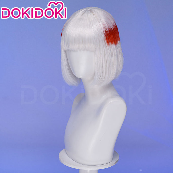 【Ready For Ship】DokiDoki Anime Cosplay Wig Short Straight Silver Red Highlight Hair