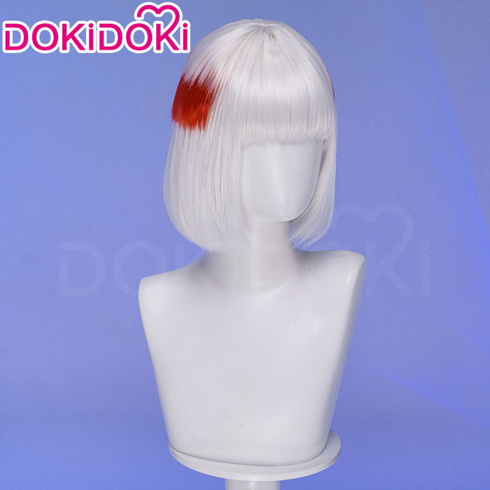 【Ready For Ship】DokiDoki Anime Cosplay Wig Short Straight Silver Red Highlight Hair