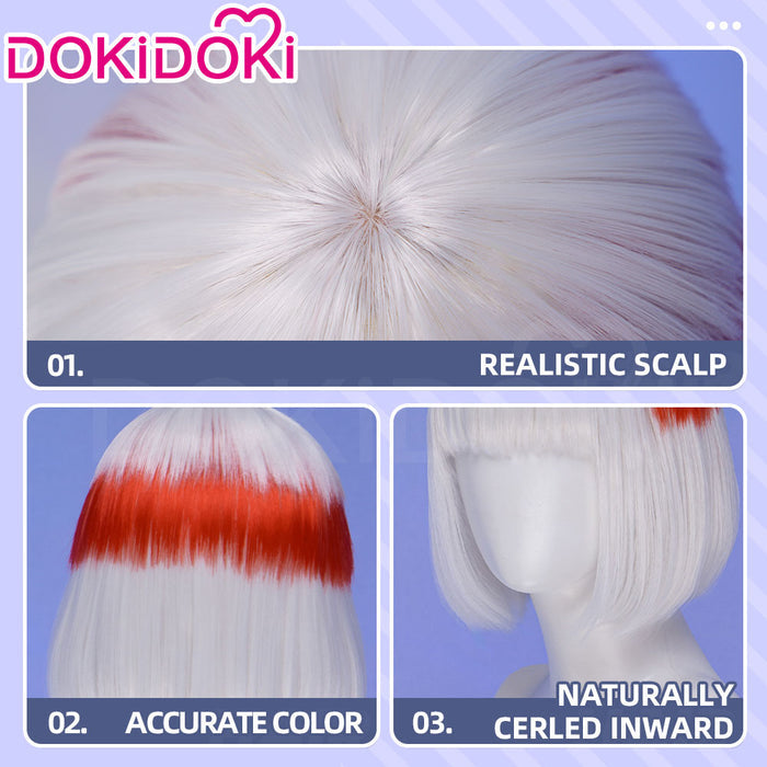 【Ready For Ship】DokiDoki Anime Cosplay Wig Short Straight Silver Red Highlight Hair