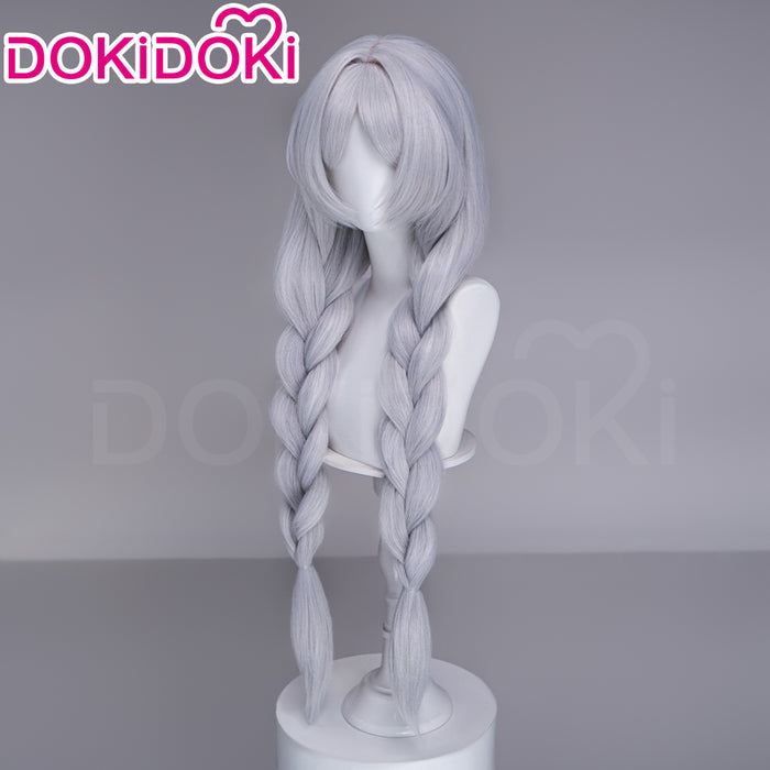 【Ready For Ship】DokiDoki Anime Manga Cosplay Wig Short Straight Silver Hair Braided Bun Updo Twin Braids