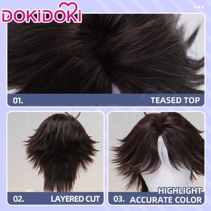 【Ready For Ship】DokiDoki Anime TO BE HERO X Cosplay Lin Ling Wig Short Dark Brown Hair Linling