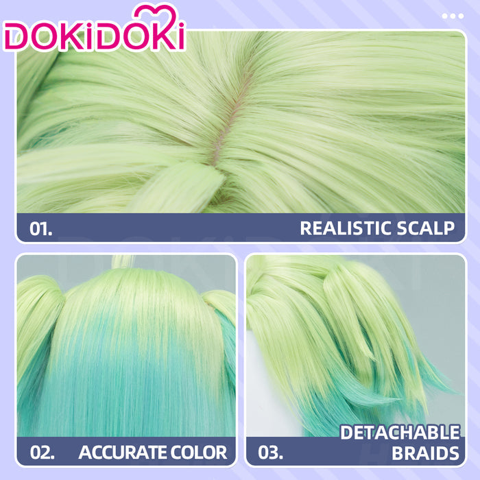 【Ready For Ship】DokiDoki Anime TO BE HERO X Cosplay Lucky Cyan Wig Long Straight Mint Green Gradient Hair