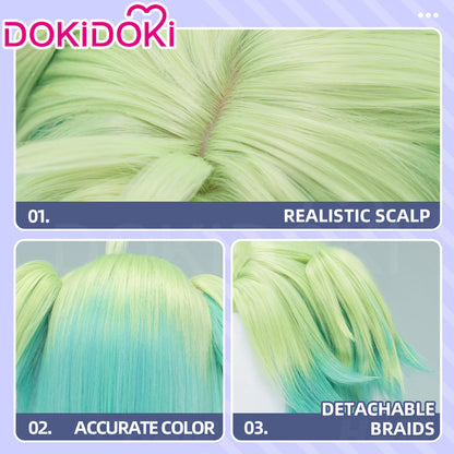【Ready For Ship】DokiDoki Anime TO BE HERO X Cosplay Lucky Cyan Wig Long Straight Mint Green Gradient Hair
