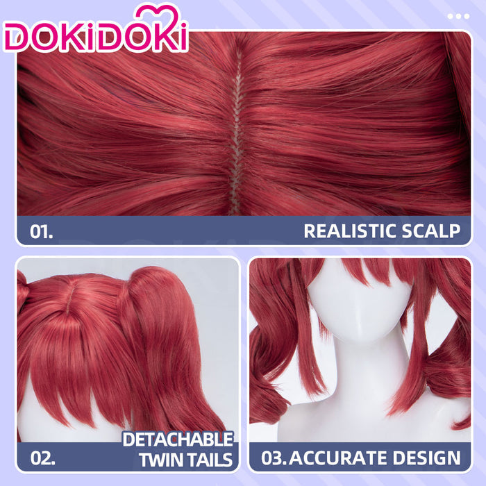 【Ready For Ship】DokiDoki Anime Twin Princesses of the Wonder Planet Cosplay Fine Wig Short Curly Red Pigtails Hair Fain