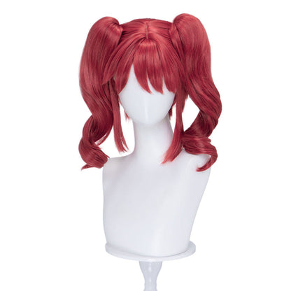 【Ready For Ship】DokiDoki Anime Twin Princesses of the Wonder Planet Cosplay Fine Wig Short Curly Red Pigtails Hair Fain