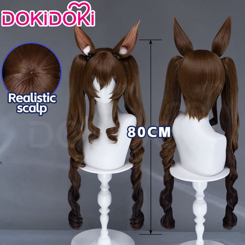 【Ready For Ship】DokiDoki Game Arknights: Endfield Cosplay Gilberta Wig Long Curly Brown Hair Twin Tails