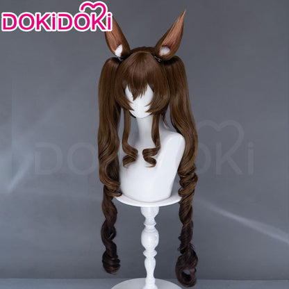 【Ready For Ship】DokiDoki Game Arknights: Endfield Cosplay Gilberta Wig Long Curly Brown Hair Twin Tails