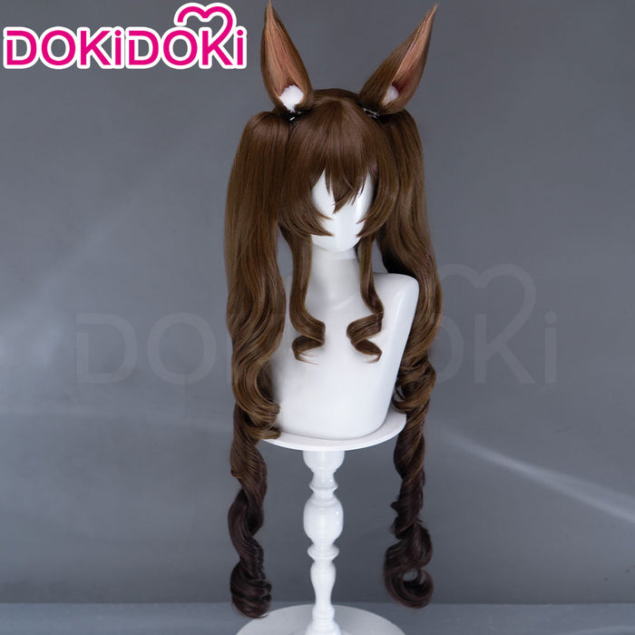 【Ready For Ship】DokiDoki Game Arknights: Endfield Cosplay Gilberta Wig Long Curly Brown Hair Twin Tails