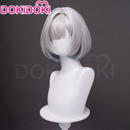 【Ready For Ship】DokiDoki Game Arknights: Endfield Cosplay Snowshine Wig Short Straight Silver Blue Gradient Hair