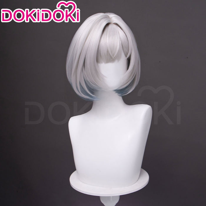 【Ready For Ship】DokiDoki Game Arknights: Endfield Cosplay Snowshine Wig Short Straight Silver Blue Gradient Hair
