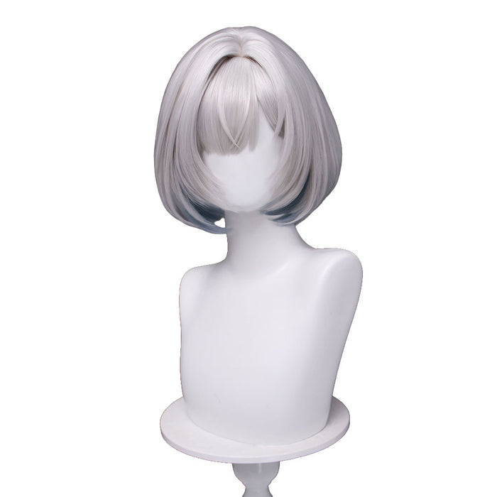 【Ready For Ship】DokiDoki Game Arknights: Endfield Cosplay Snowshine Wig Short Straight Silver Blue Gradient Hair