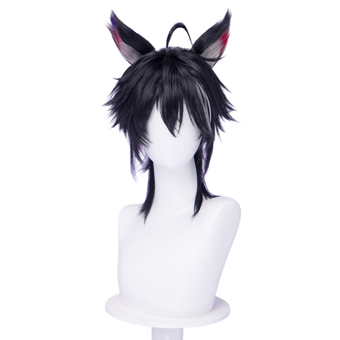 【Ready For Ship】DokiDoki Game Arknights: Endfield Cosplay Wulfgard Wig Short Black Silver Highlight Hair