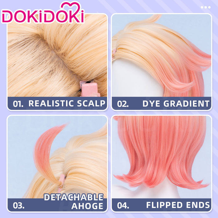 【Ready For Ship】DokiDoki Game Cosplay Trainer Wig Short Blonde Orange Gradient Hair