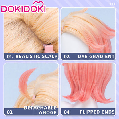 【Ready For Ship】DokiDoki Game Cosplay Trainer Wig Short Blonde Orange Gradient Hair