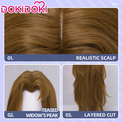 【Ready For Ship】DokiDoki Game Cosplay Wig Long Curly Brown Hair