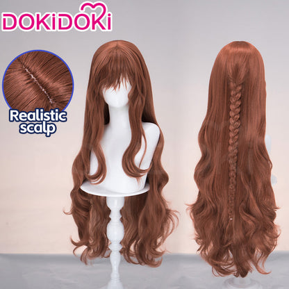 【Ready For Ship】DokiDoki Game Cosplay Wig Long Curly Dark Red Hair