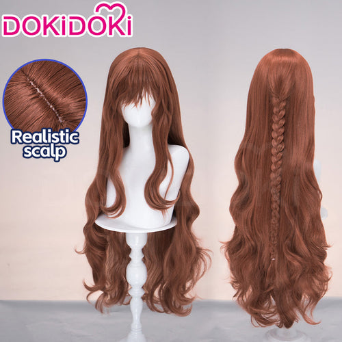 【Ready For Ship】DokiDoki Game Cosplay Wig Long Curly Dark Red Hair