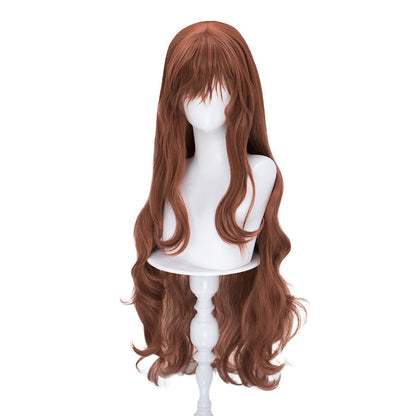 【Ready For Ship】DokiDoki Game Cosplay Wig Long Curly Dark Red Hair