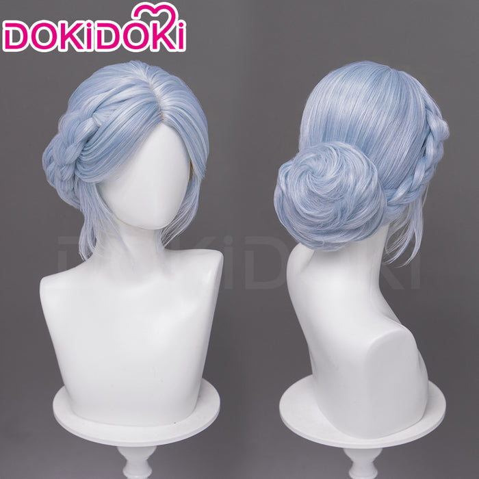 【Ready For Ship】DokiDoki Game Cosplay Wig Long Light Blue Hair Braid Buns