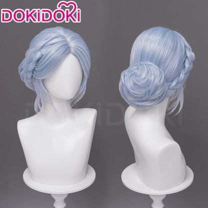 【Ready For Ship】DokiDoki Game Cosplay Wig Long Light Blue Hair Braid Buns