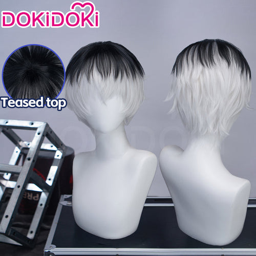 【Ready For Ship】DokiDoki Game Cosplay Wig Short Black White Layered Hair