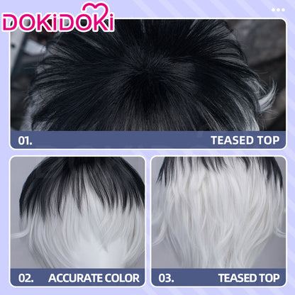 【Ready For Ship】DokiDoki Game Cosplay Wig Short Black White Layered Hair