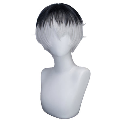 【Ready For Ship】DokiDoki Game Cosplay Wig Short Black White Layered Hair