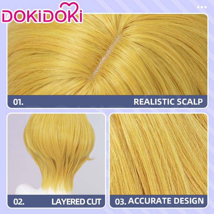 【Ready For Ship】DokiDoki Game Cosplay Wig Short Curly Golden Blond Hair
