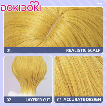 【Ready For Ship】DokiDoki Game Cosplay Wig Short Curly Golden Blond Hair