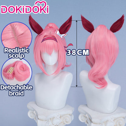 【Ready For Ship】DokiDoki Game Cosplay Wig / Tail Long Curly Pink Hair Ponytail Detachable Braid