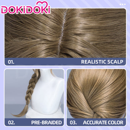 【Ready For Ship】DokiDoki Game Delta Force Cosplay Vlinder Wig Long Brown Braids Hair Lina van der Meer