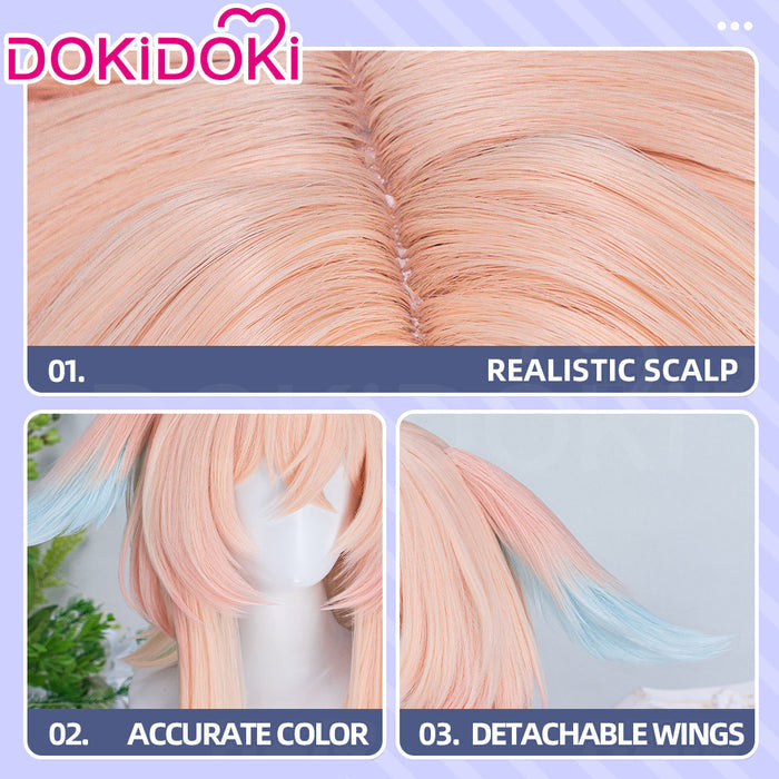 【Ready For Ship】DokiDoki Game Genshin Impact Cosplay Linnea Wig Long Curly Pink Blue Gradient Hair Augur of Wonders