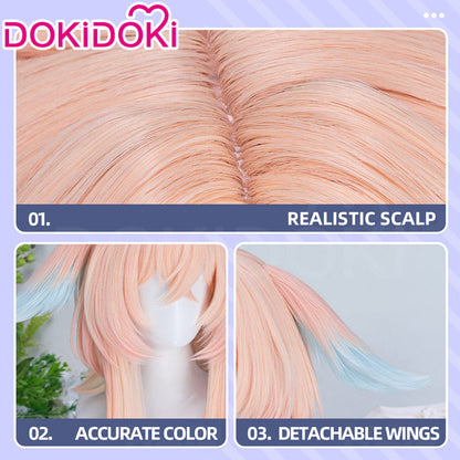 【Ready For Ship】DokiDoki Game Genshin Impact Cosplay Linnea Wig Long Curly Pink Blue Gradient Hair Augur of Wonders