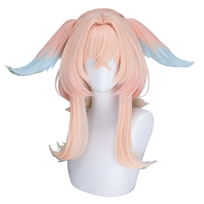 【Ready For Ship】DokiDoki Game Genshin Impact Cosplay Linnea Wig Long Curly Pink Blue Gradient Hair Augur of Wonders