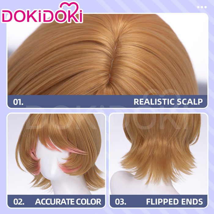 【Ready For Ship】DokiDoki Game Identity V Cosplay Mechanic Wig Short Curly Orange Hair Tracy Reznik BLK.TRACY idv