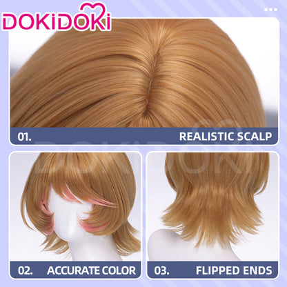 【Ready For Ship】DokiDoki Game Identity V Cosplay Mechanic Wig Short Curly Orange Hair Tracy Reznik BLK.TRACY idv