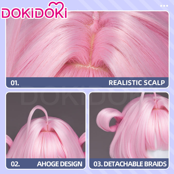 【Ready For Ship】DokiDoki Game Neverness to Everness Cosplay Chiz Wig Short Pink Hair Detachable Braids NTE